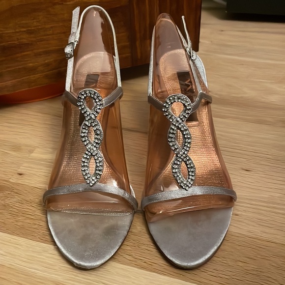Nina Shoes - Nina womens evening sandals shoes silver with rhinestones size 7